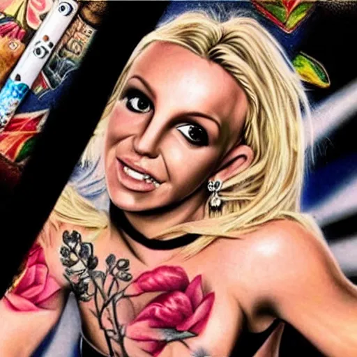 Prompt: tattoo of britney spears realistic