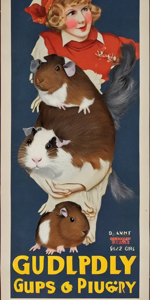 Prompt: a 1 9 2 0 s poster advertising guinea pigs