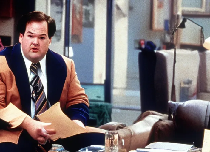 Image similar to Kevin Malone as Gordon Gecko in Wall Street 1987