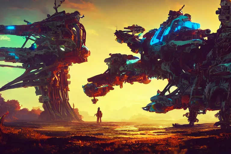 Image similar to sunwing machine mecanical creature robot of horizon forbidden west horizon zero dawn bioluminiscence global illumination ray tracing hdr fanart arstation by ian pesty and alena aenami artworks in 4 k