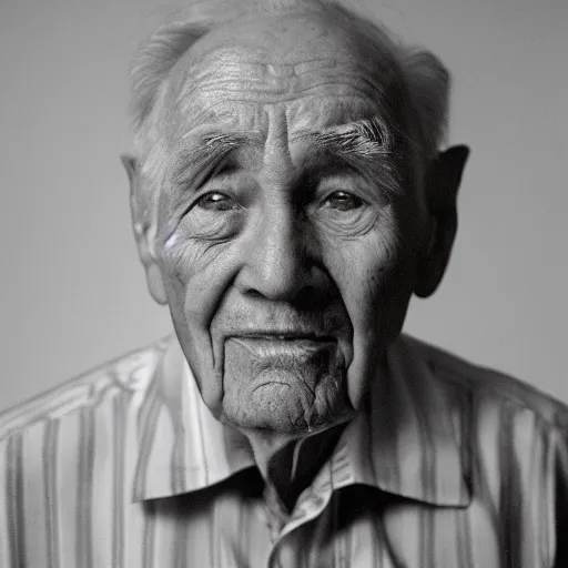 Prompt: portrait of a old man, 3 5 mm lens, f / 2 2, film camera, side light, studio