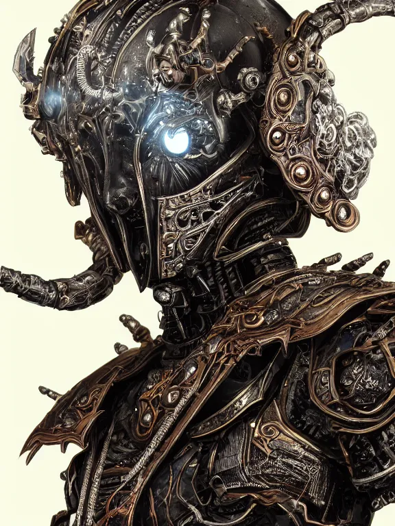 Image similar to portrait art of 8k ultra realistic undead wraith, ornate helmet , detailed intricate ornate armour,corrupted, cybernetic, full of colour, cinematic lighting, battered, trending on artstation, 4k, hyperrealistic, focused, extreme details,unreal engine 5, cinematic, masterpiece, art by ayami kojima, giger