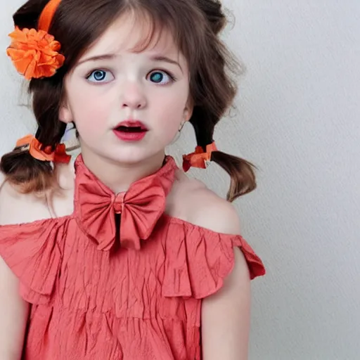 Prompt: 1girl 😮 ascot bare_shoulders bow brown_eyes brown_hair close-up floral_background frilled_bow frilled_hair_tubes frills hair_between_eyes hair_bow hair_tubes long_hair orange_ascot pink_background red_bow shirt sleeveless sleeveless_shirt solo