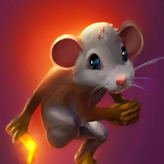 Image similar to warrior mouse leaps for floating crystal, Digital Painting, trending on Artstation, Pose Study, ultra detailed, award winning