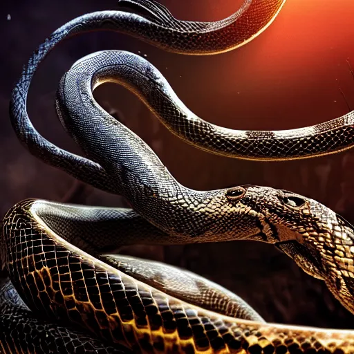 Prompt: a snake biting itself in the center of a futuristic cibernetic card, unreal engine style, intricate details in the frames, 4k, high quality render.