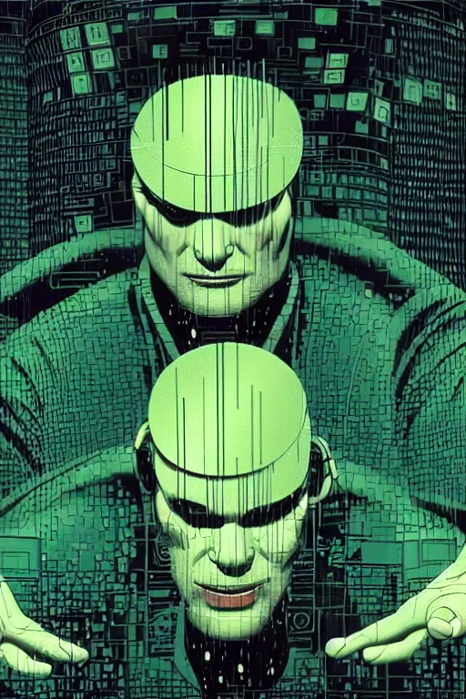 Image similar to 1 9 7 9 sci - fi portrait of an ogre performing ritual sepuku. simple stylized cyberpunk photo from the matrix ( 1 9 9 9 ) by josan gonzalez.