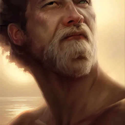 Image similar to zeus portrait, dramatic light, lake background, 2 0 0 mm focal length, painted by stanley lau, painted by greg rutkowski, painted by stanley artgerm, digital art, trending on artstation