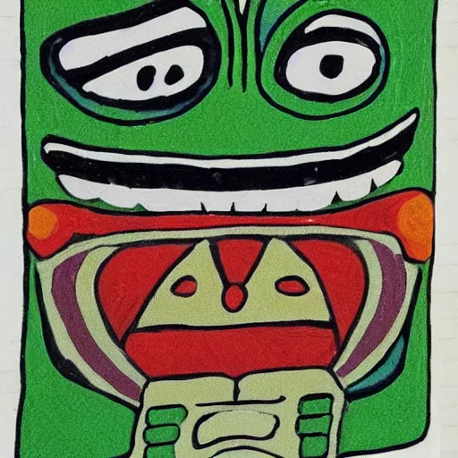 Image similar to pre - columbian pepe the frog artifact