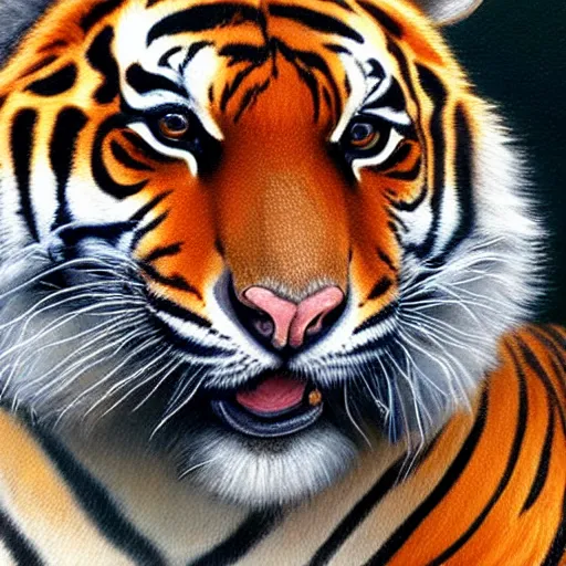 Image similar to A stunning oil painting of a tiger, anatomically correct, artstation, smooth, sharp focus