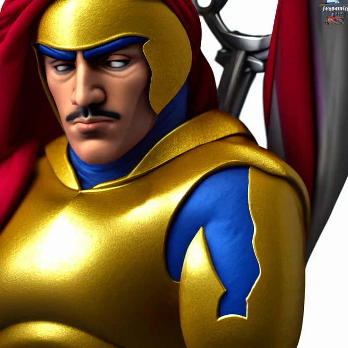 Image similar to bust, captain falcon as sheik mohammad ruler of dubai, head and torso only, masterpiece, medieval arabia, sharp details, hd, 4 k