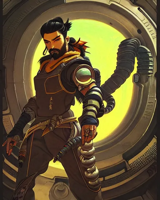 Image similar to hanzo from overwatch, character portrait, portrait, close up, concept art, intricate details, highly detailed, vintage sci - fi poster, retro future, vintage sci - fi art, in the style of chris foss, rodger dean, moebius, michael whelan, and gustave dore