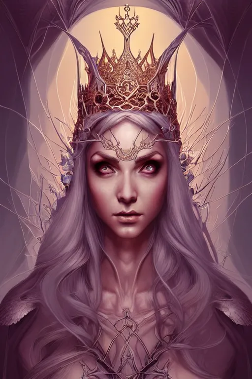 Prompt: digital art, centered elven queen, crown ,intricate, veins, by James Jean and by artgerm , ultradetailed, charachter design, concept art, trending on artstation,