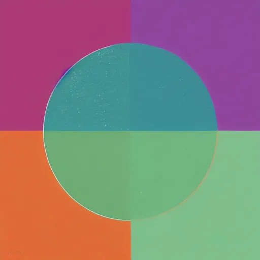 Image similar to minimal, abstract, textured, album cover art with muted hue circle colors