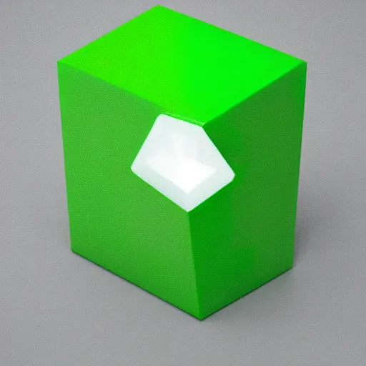 Image similar to studio shot of green apple shaped like cube, isometric perspective, green background