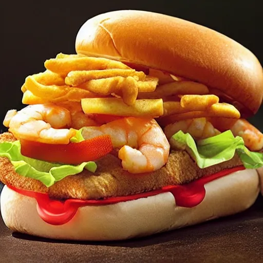 Image similar to mcdonalds shrimp po boy burger ad