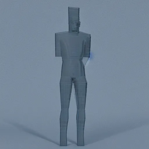 Image similar to cube human made of ice, 3 d render