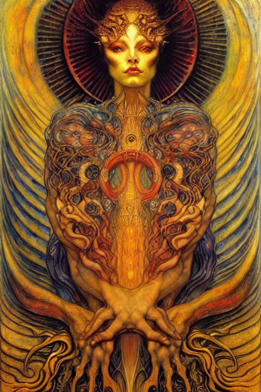 Image similar to Divine Chaos Engine by Karol Bak, Jean Delville, William Blake, Gustav Klimt, and Vincent Van Gogh, symbolist, visionary