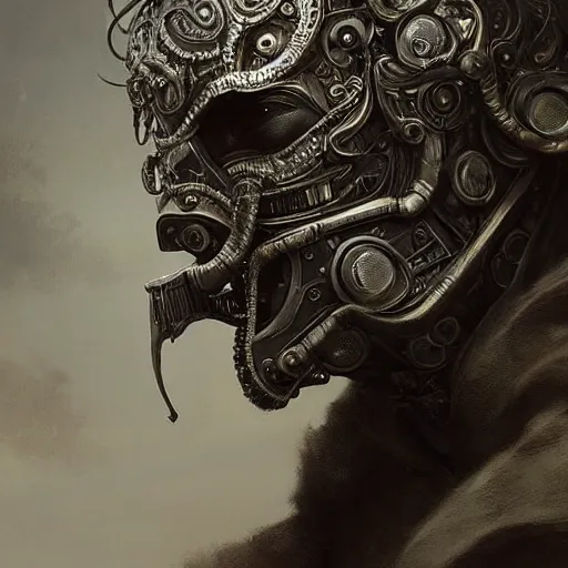 Image similar to Very very very very highly detailed epic avatar of face with venetian mask, intricate, dystopian, sci-fi, extremely detailed, digital painting, artstation, concept art, smooth, sharp focus, illustration, intimidating lighting, incredible art by Artgerm Anton Pieck and Greg Rutkowski and Jakub Rozalski