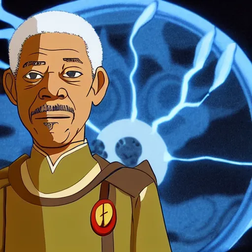 Image similar to Morgan Freeman in Avatar: the last airbender, designed by Bryan Konietzko