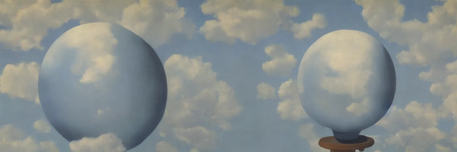 Prompt: globe painting magritte