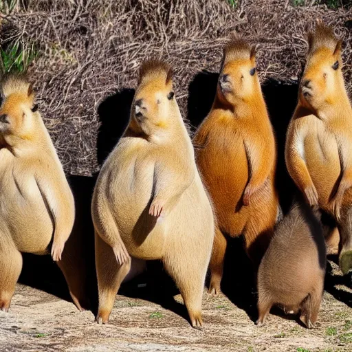 Image similar to A photo of a group of capybaras having a business meeting , 4K, high quality
