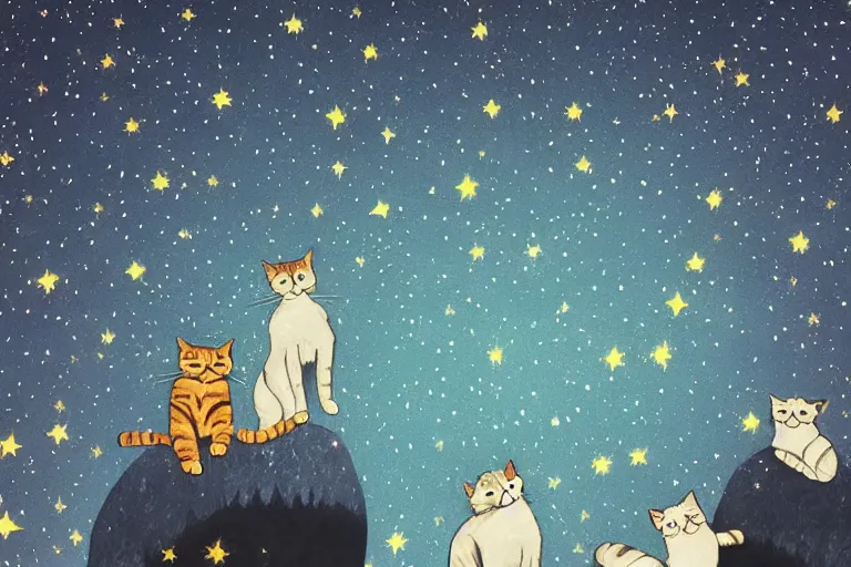 Prompt: night starry sky full of cats