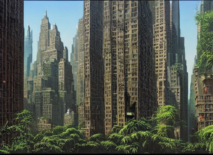 Prompt: jungle new york city, matte painting, peter elson