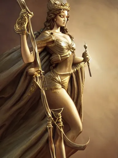 Image similar to lady justice holding balance scales. intricate, elegant, highly detailed, digital painting, artstation, concept art, sharp focus, illustration, by justin gerard and artgerm, 8 k