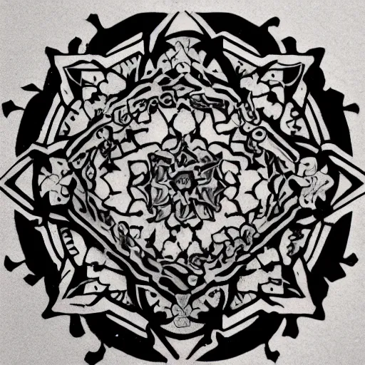 Image similar to tattoo design, stencil, tattoo stencil, traditional, a world famous tattoo of a geometric table-s 100