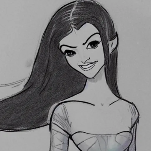 Image similar to milt kahl sketch of victoria justice as princess padme from star wars