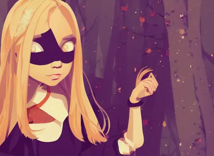 Image similar to little girl with long blonde hair on halloween. clean cel shaded vector art. shutterstock. behance hd by lois van baarle, artgerm, helen huang, by makoto shinkai and ilya kuvshinov, rossdraws, illustration, art by ilya kuvshinov