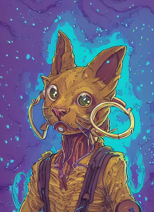 Prompt: cat seahorse fursona wearing headphones, autistic bisexual graphic designer and musician, attractive androgynous humanoid, coherent highly detailed character design, sharp focus, weirdcore voidpunk digital art by artgerm, akihiko yoshida, louis wain, simon stalenhag, wlop, noah bradley, furaffinity, trending on artstation, trending on deviantart