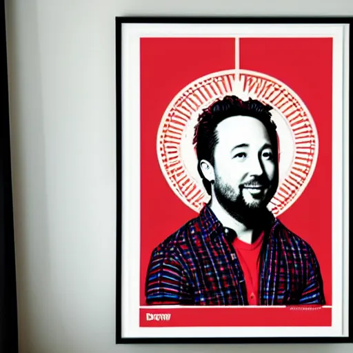 Prompt: drew houston, dropbox ceo, poster by shepard fairey