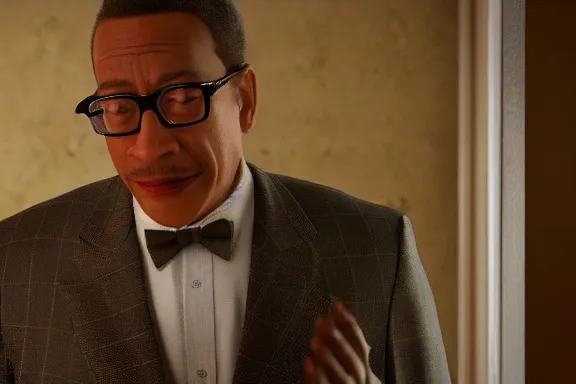 Image similar to “ very very high quality pixar movie screenshot of gus fring, rendered in octane 8 k with detailed cinematic lighting and shading, award - winning crisp details ”