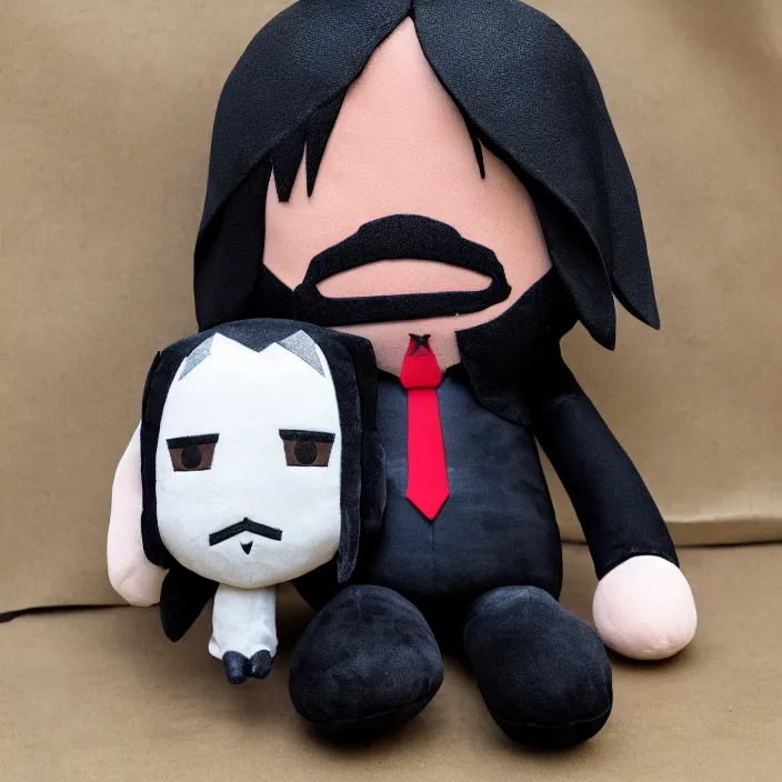 Image similar to John Wick plushie, plush, detailed product photo