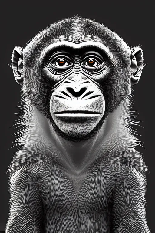 Prompt: monkey putin, symmetrical, highly detailed, digital art, sharp focus, trending on art station