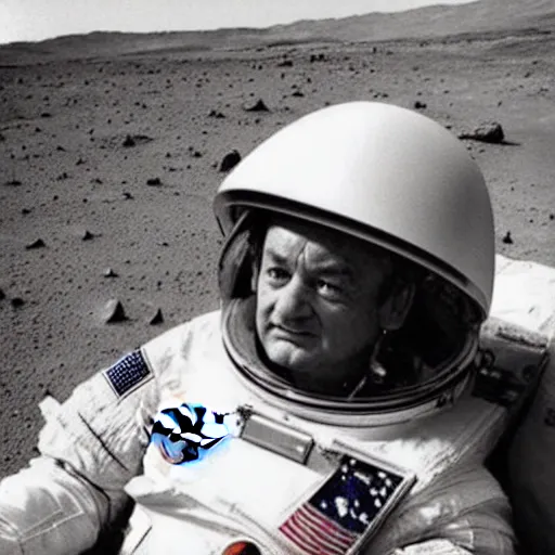 Prompt: Stunning photograph of Bill Murray the first man on Mars by NASA trending on social media