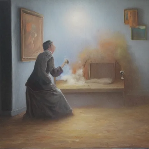 Prompt: the story of the ghost, oil painting, steamy