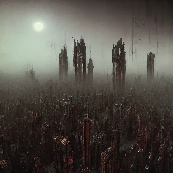 Image similar to futuristic megacity, nightmare horrorcore landscape, acid metal deep colors!, a photograph taken by beksinski gammell giger matte painting unreal engine