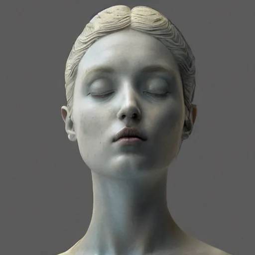 Image similar to artistic portrait of a female marble statue, art by alessio albi 8 k ultra realistic, crying, lament, wings, lens flare, atmosphere, glow, detailed, intricate, full of color, led lighting, trending on artstation, 4 k, hyperrealistic, 3 5 mm, focused, extreme details, unreal engine 5, masterpiece