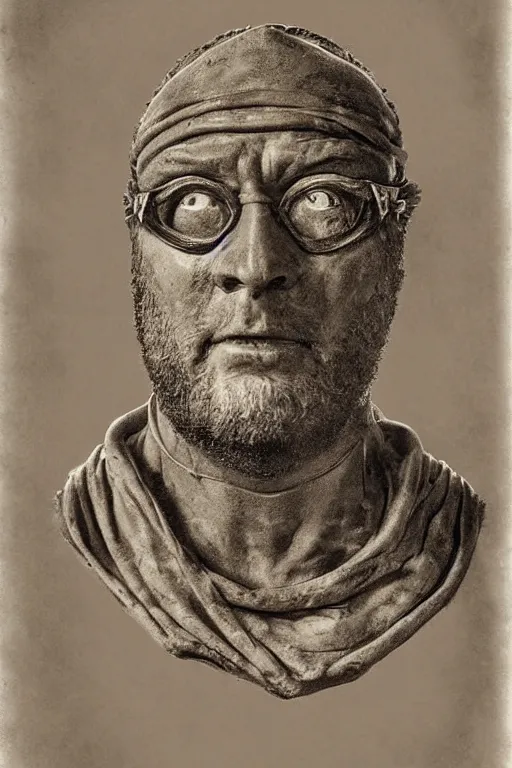 Prompt: donatello from tmnt, portrait, full body, symmetrical features, silver iodide, 1 8 8 0 photograph, sepia tone, aged paper, sergio leone, master prime lenses, cinematic