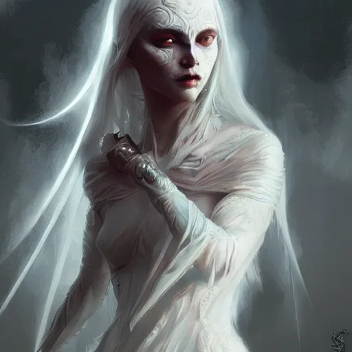 Image similar to slavic demon the white lady, ultra detailed artwork by greg rutkowski, artgerm, intricate details