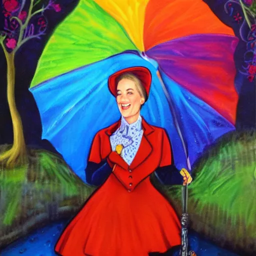 Image similar to mary poppins julie andrews original oil painting by lisa frank