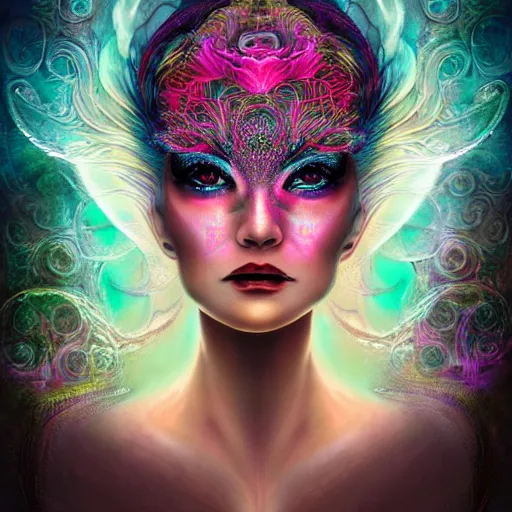 Prompt: portrait goddess flamingo a margaret detailed by kopera and elegant dreampunk beautiful! holographic undertones, tomasz peter and of martine! and johanna keane! mohrbacher ( alluring flowers and eyes fractal ) glass lightning alen