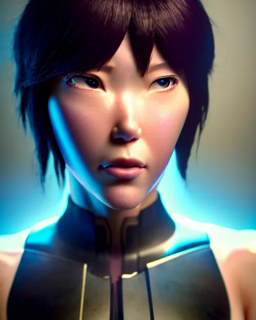 Prompt: weta disney pixar movie still portrait photo of motoko kusanagi ghost in the shell : : as cyborg woman by pixar : : by weta, greg rutkowski, wlop, ilya kuvshinov, rossdraws, artgerm, marvel, maxim cover, latex, octane render, sweaty, iridescent, bright morning, anime, liosh, mucha : :