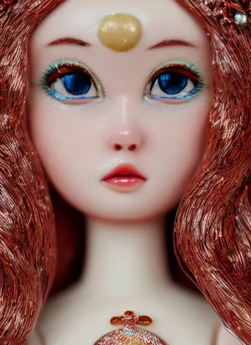 Image similar to closeup profile portrait of tin toy fairytale princess ice snow bikini girl, depth of field, zeiss lens, detailed, symmetrical, centered, fashion photoshoot, by nicoletta ceccoli, mark ryden, lostfish, breathtaking, 8 k resolution, extremely detailed, beautiful, establishing shot, artistic, hyperrealistic, octane render