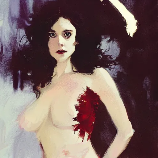 Image similar to alison brie as john snow, intricate, elegant, highly detailed, greg manchess, mucha, liepke, ruan jia, jeffrey catherine jones, ridley scott