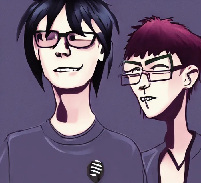 Image similar to a digital drawing of young neil cicierega in a emo / scene the gorillaz style, trending on pixiv, trending on deviantart