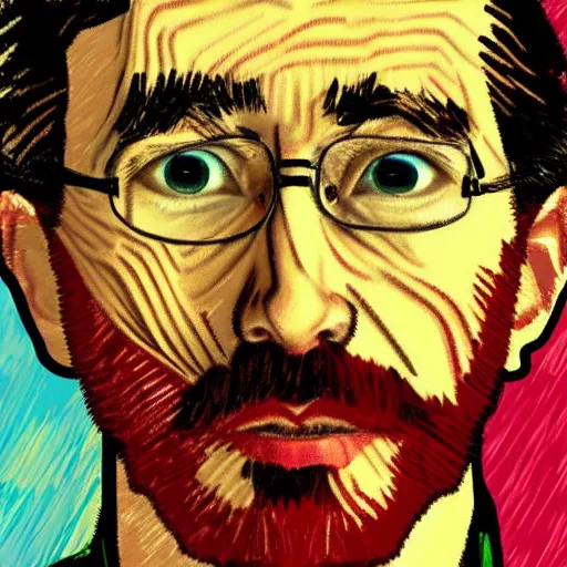 Prompt: a portrait of markiplier in the style of vincent van gogh