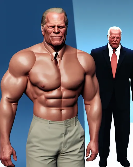 Image similar to gigachad muscular united states president gerald ford, flexing, volumetric lighting, shadows, chiseled, unreal engine, octane render, digital art, trending on artstation